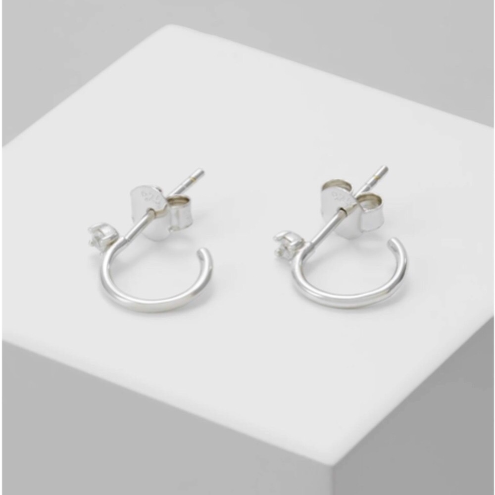 Sterling Silver Diamond Hoop Earrings